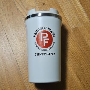 Stainless Steel Vacuum Flask White Travel Mug with Silver Lid - 16 oz.